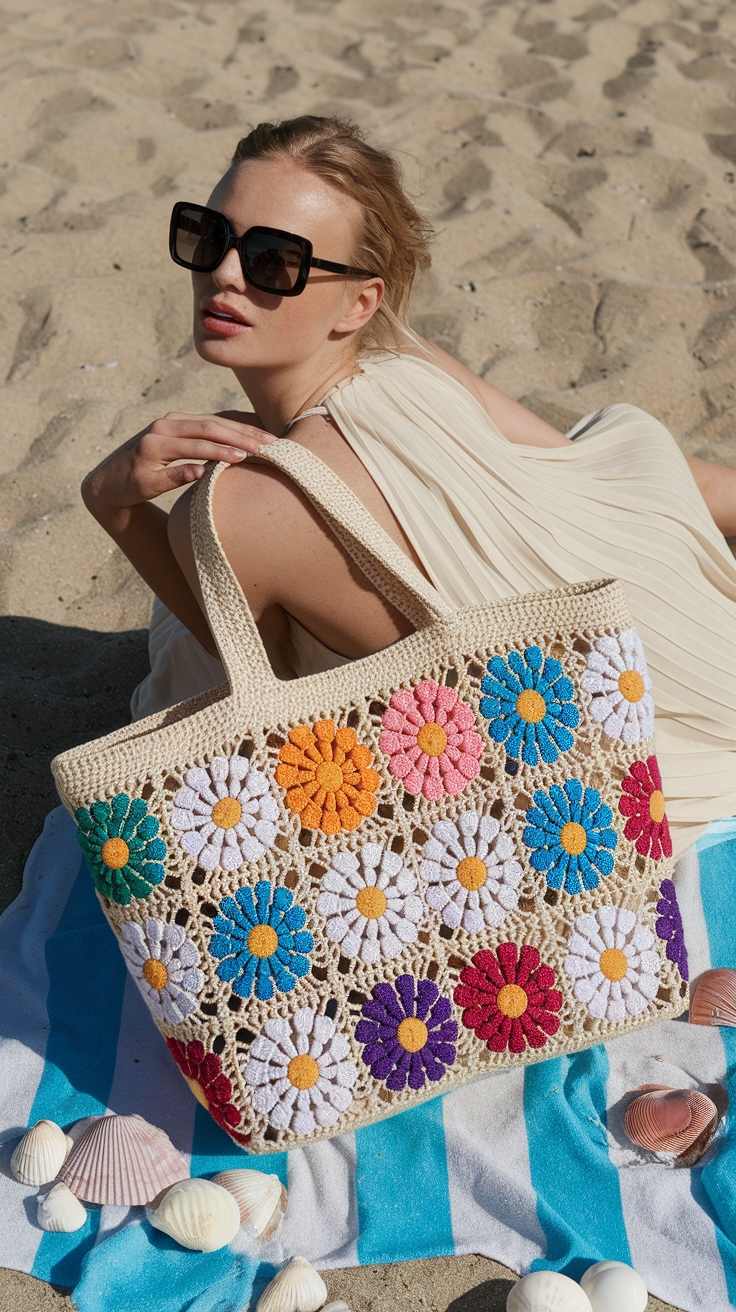 Crochet Flower Tote Bag: Floral Designs for All outfit idea
