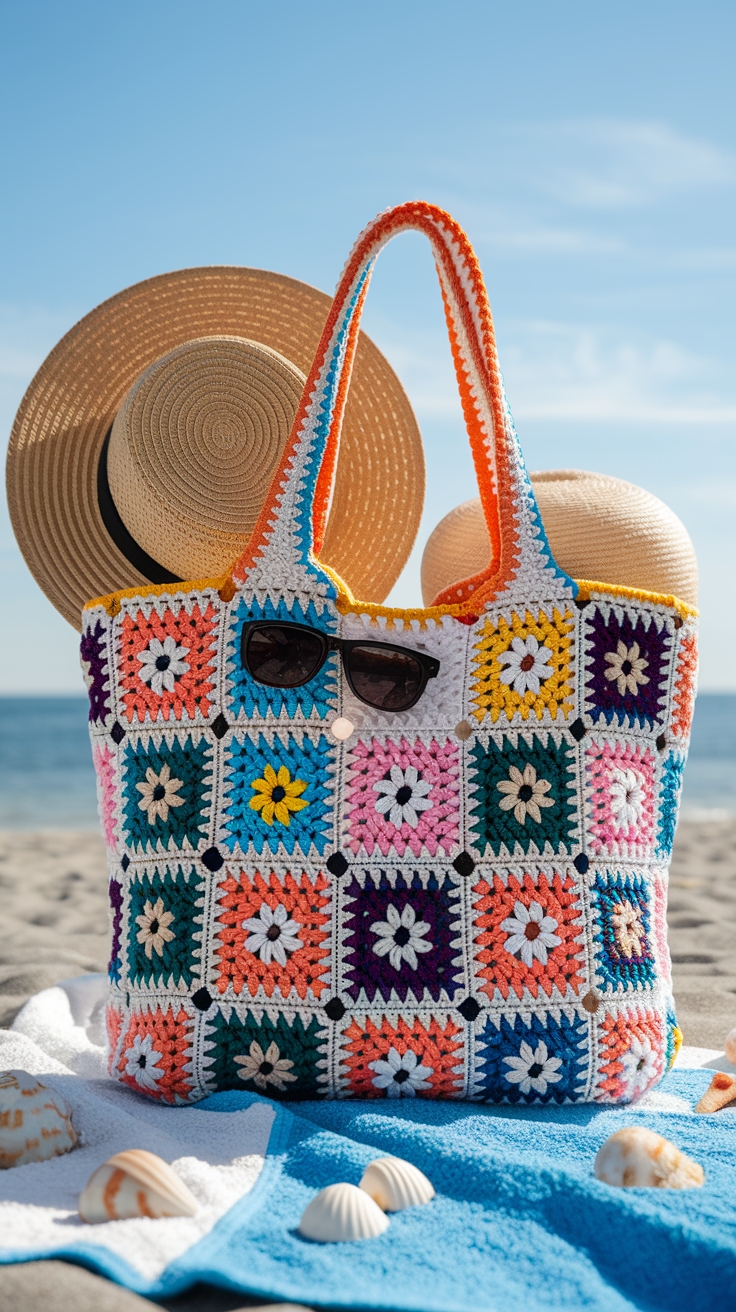 Crochet Granny Square Tote Bag: Timeless Crafting outfit idea