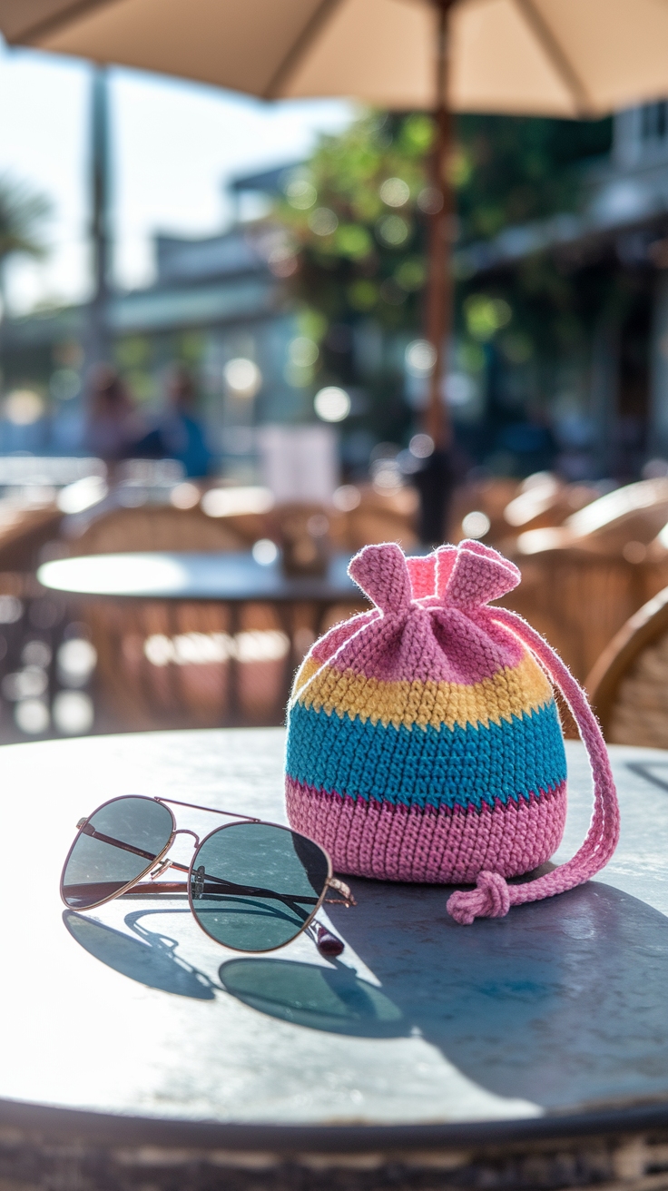 Easy Crochet Mini Drawstring Bag for Quick Projects outfit idea