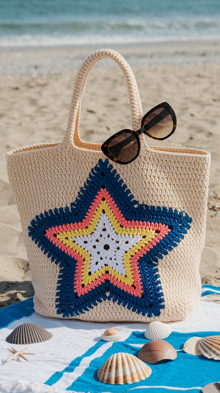 Chic Crochet Star Tote Bag for Casual Outings outfit idea