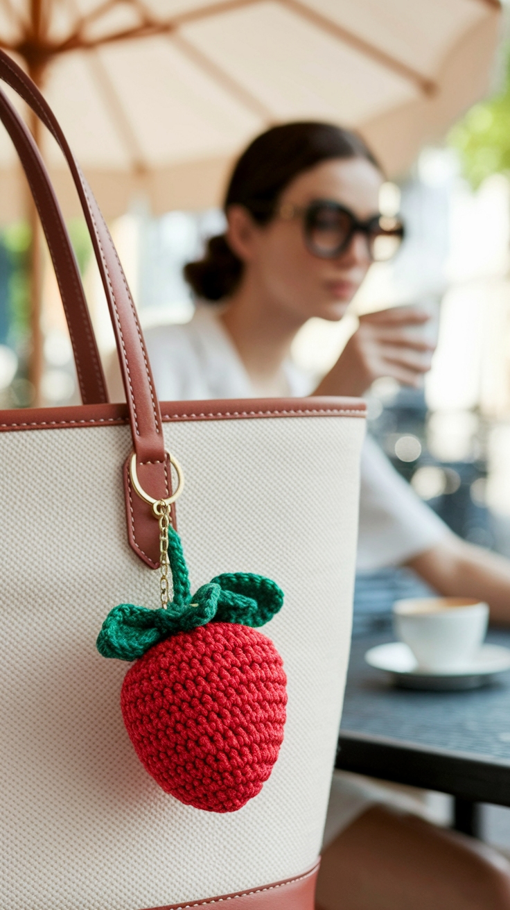 Delightful Crochet Strawberry Bag Charm to Make outfit idea
