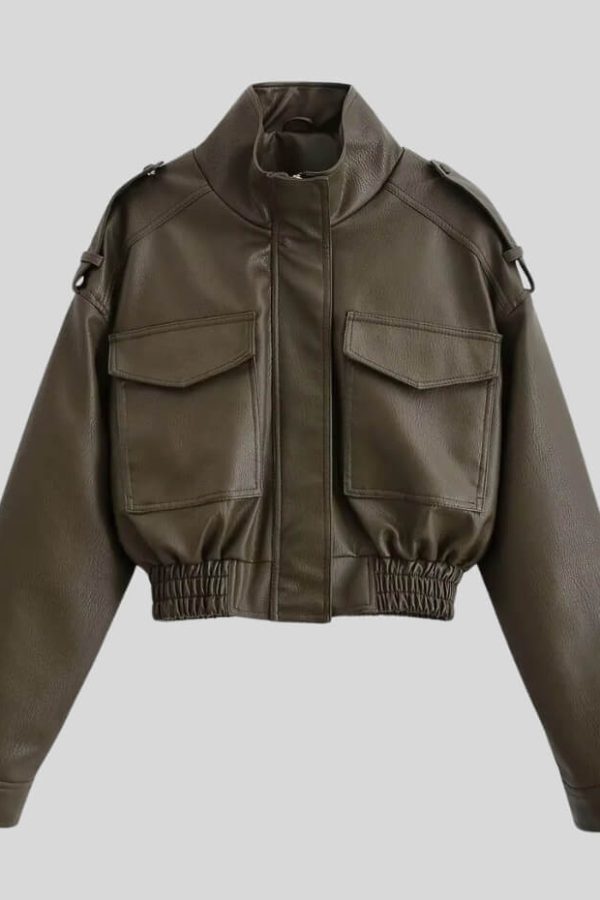 Cropped Faux Leather Jacket