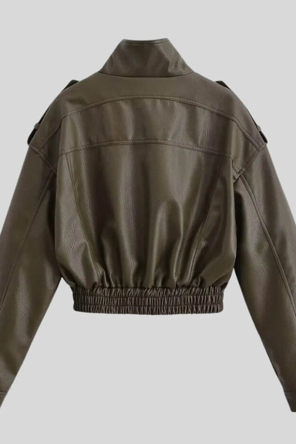 Cropped Faux Leather Jacket