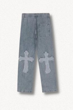 Cross Patchwork Baggy Jeans