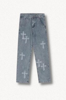 Cross Patchwork Baggy Jeans