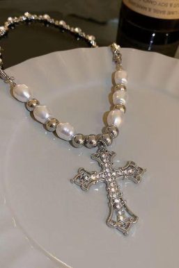 Cross Pearl Necklace