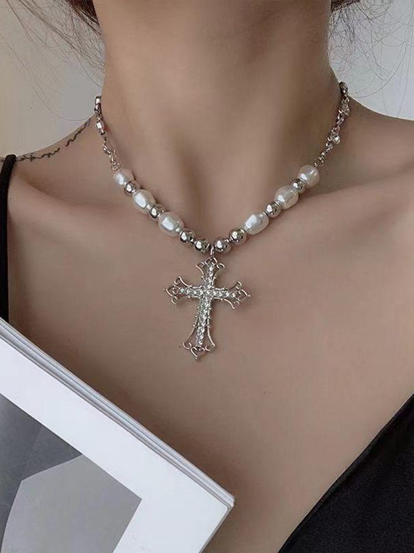 Cross Pearl Necklace