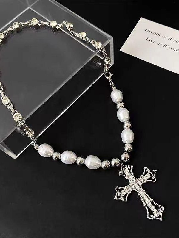 Cross Pearl Necklace