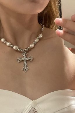 Cross Pearl Necklace
