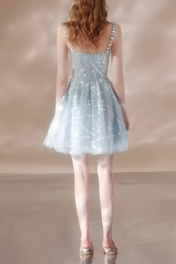 Crystal Strap Sequin Mini Dress