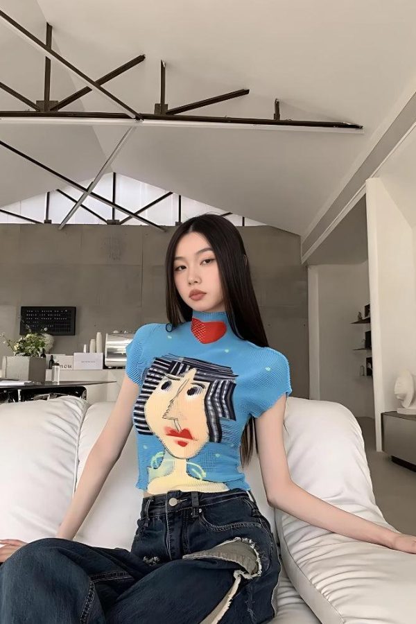 Cubist Woman Turtle Neck Top