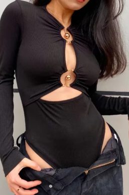 Cut Out Open Front Bodysuit