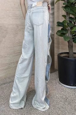 Cut Out Patch Denim Jeans