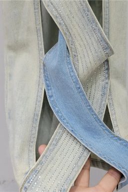 Cut Out Patch Denim Jeans