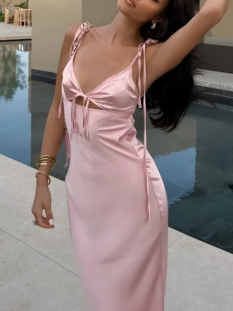 Cut Out Satin Maxi Dress Cut Out Satin Maxi Dress