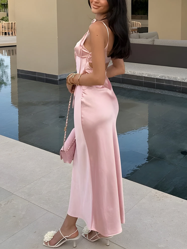 Cut Out Satin Maxi Dress Cut Out Satin Maxi Dress