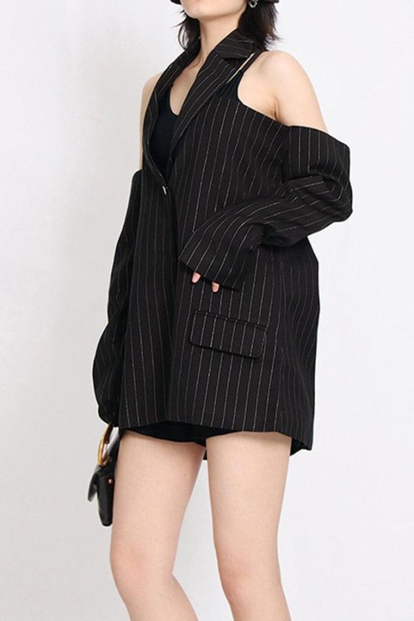 Cut-Out Striped Blazer