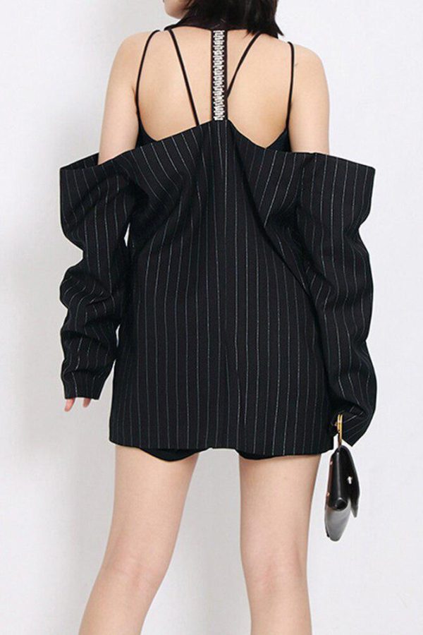 Cut-Out Striped Blazer