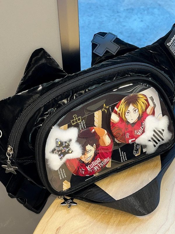 Cute Cat Ita Bag Y2K Style Student Chest Bag