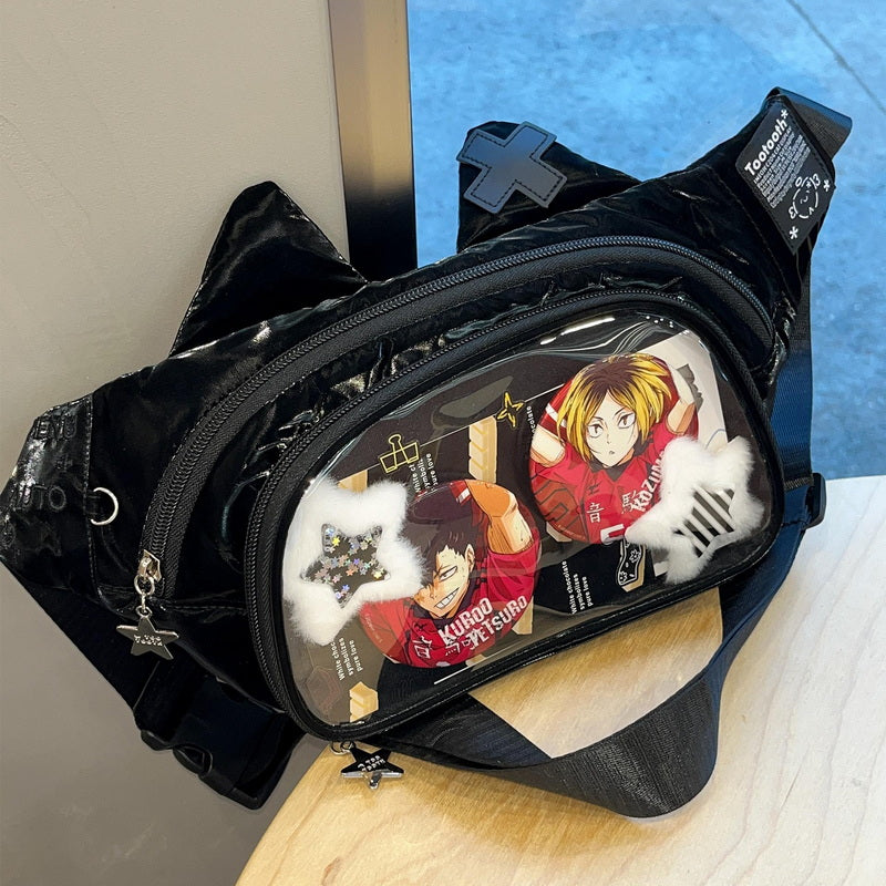 Cute Cat Ita Bag Y2K Style Student Chest Bag