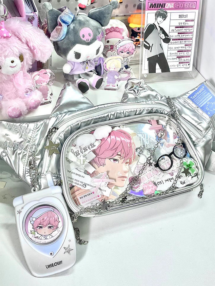 Cute Cat Ita Bag Y2K Style Student Chest Bag