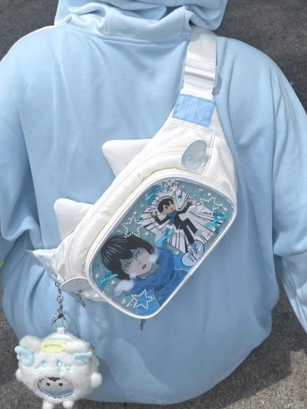 Cute Cat Ita Bag Y2K Style Student Chest Bag