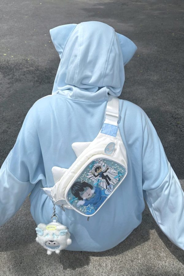 Cute Cat Ita Bag Y2K Style Student Chest Bag