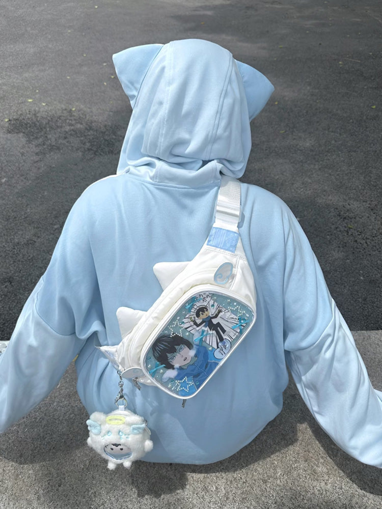 Cute Cat Ita Bag Y2K Style Student Chest Bag