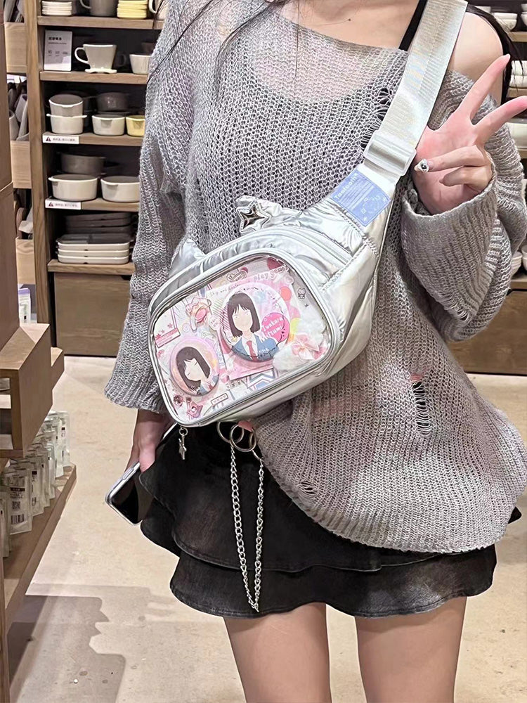 Cute Cat Ita Bag Y2K Style Student Chest Bag