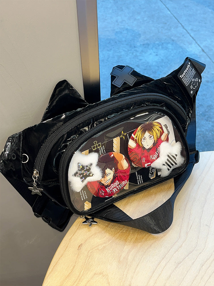 Cute Cat Ita Bag Y2K Style Student Chest Bag