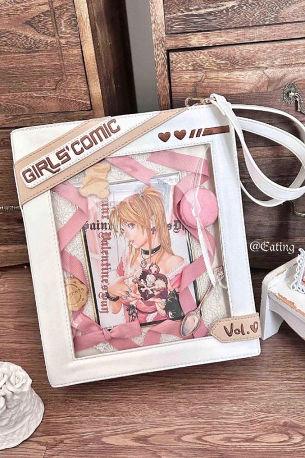 Cute Comic-Style Book Ita Bag with Crossbody and Backpack Design