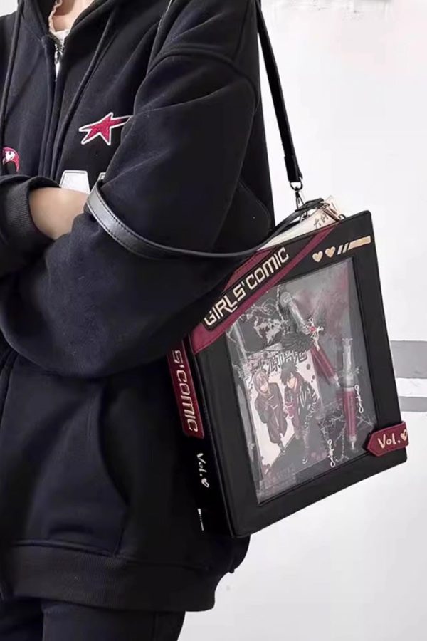 Cute Comic-Style Book Ita Bag with Crossbody and Backpack Design