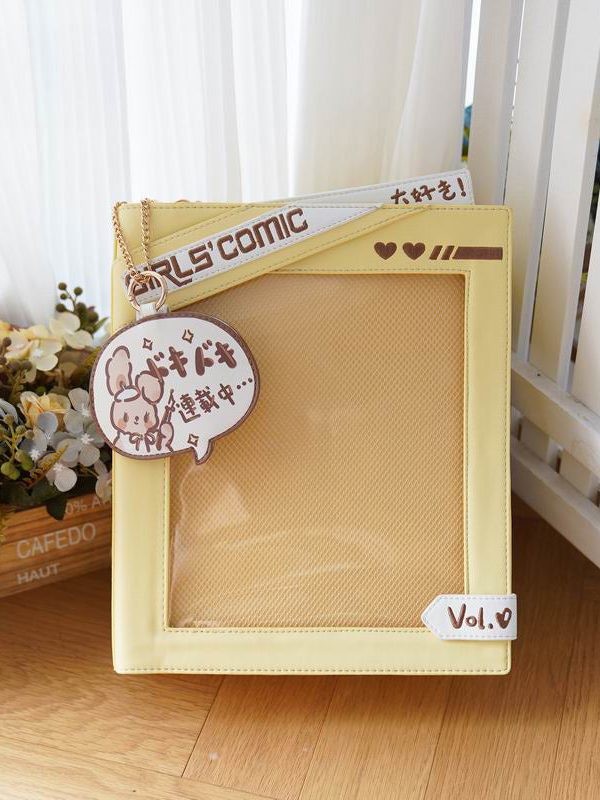 Cute Comic-Style Book Ita Bag with Crossbody and Backpack Design
