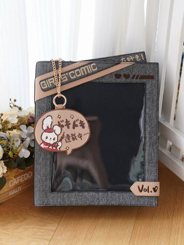 Cute Comic-Style Book Ita Bag with Crossbody and Backpack Design