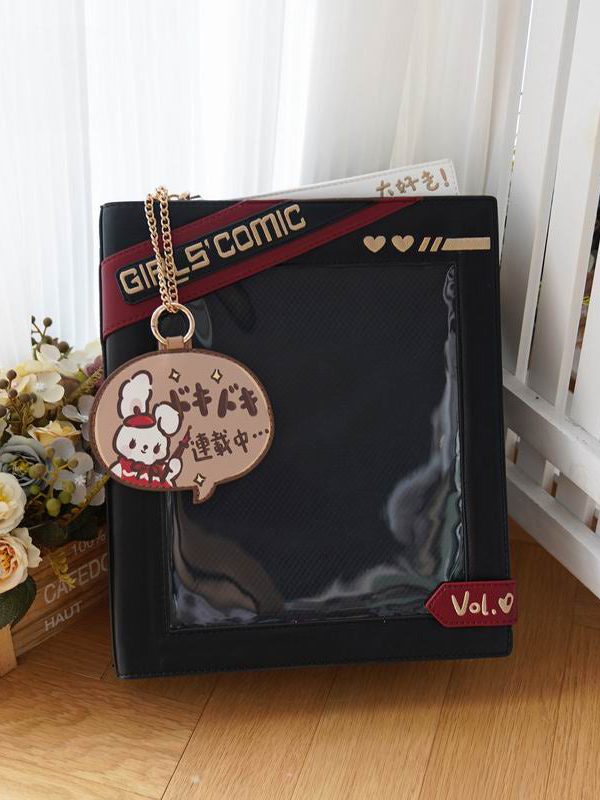 Cute Comic-Style Book Ita Bag with Crossbody and Backpack Design