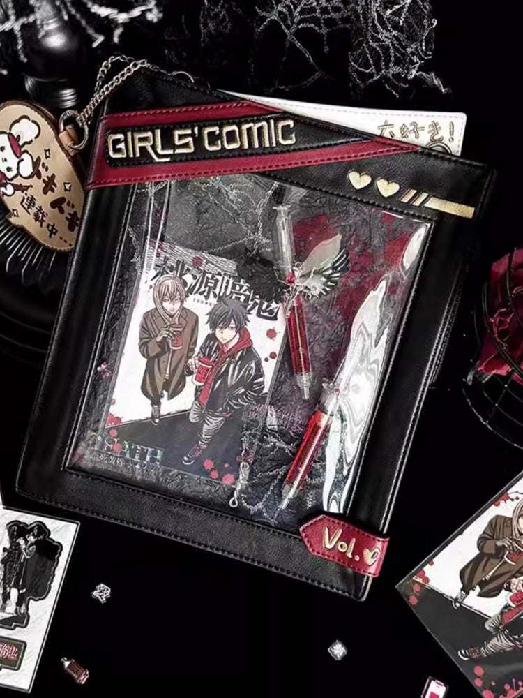 Cute Comic-Style Book Ita Bag with Crossbody and Backpack Design