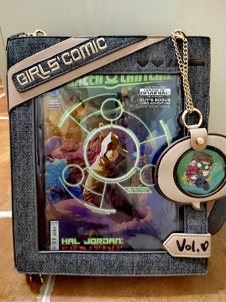 Cute Comic-Style Book Ita Bag with Crossbody and Backpack Design