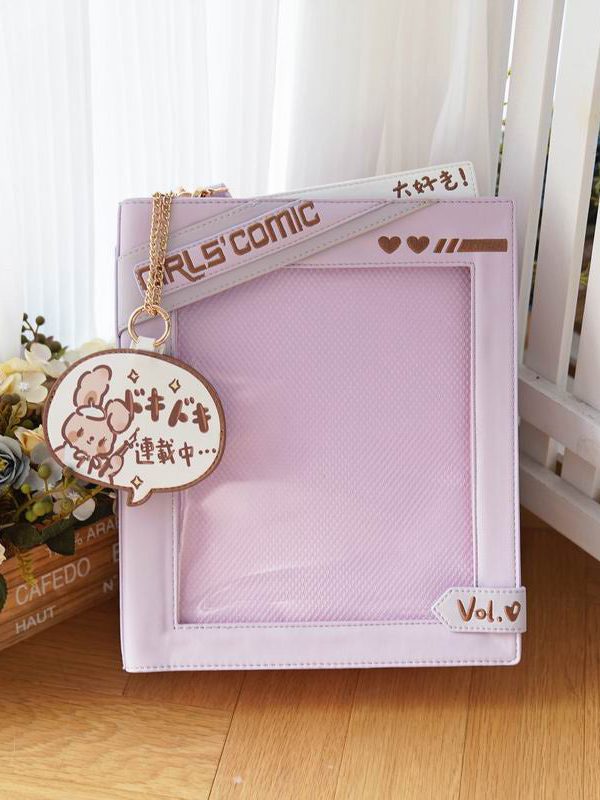 Cute Comic-Style Book Ita Bag with Crossbody and Backpack Design