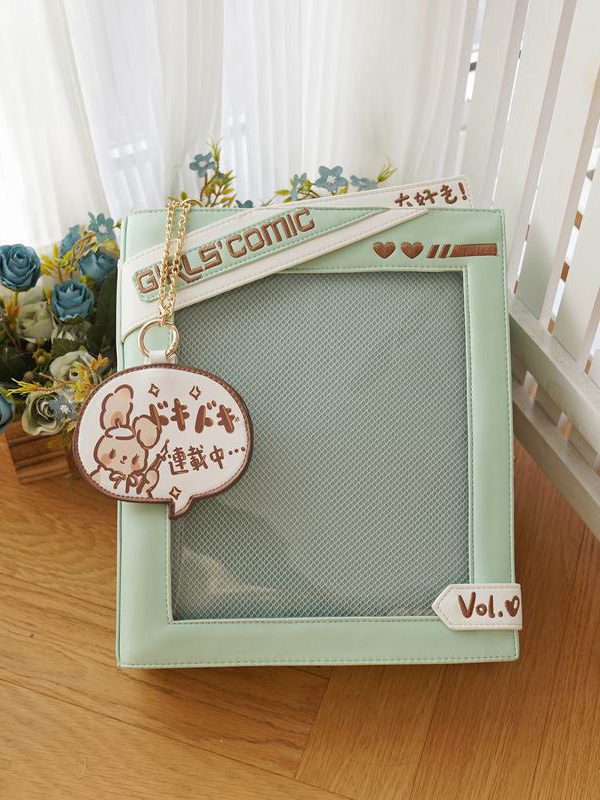 Cute Comic-Style Book Ita Bag with Crossbody and Backpack Design