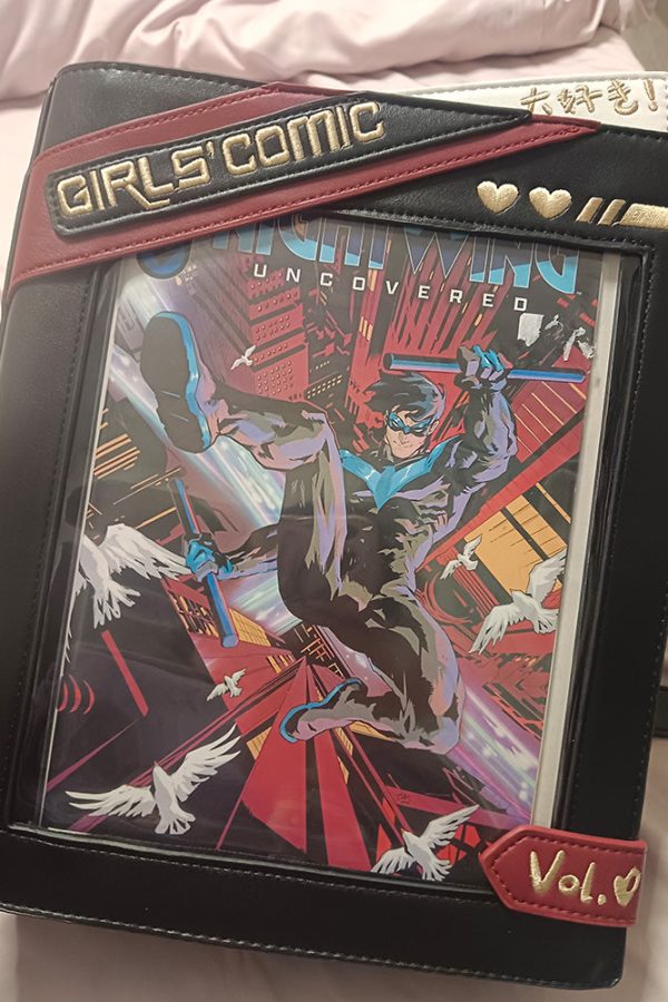 Cute Comic-Style Book Ita Bag with Crossbody and Backpack Design