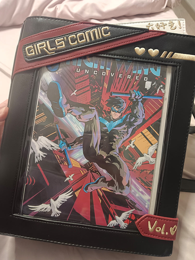 Cute Comic-Style Book Ita Bag with Crossbody and Backpack Design