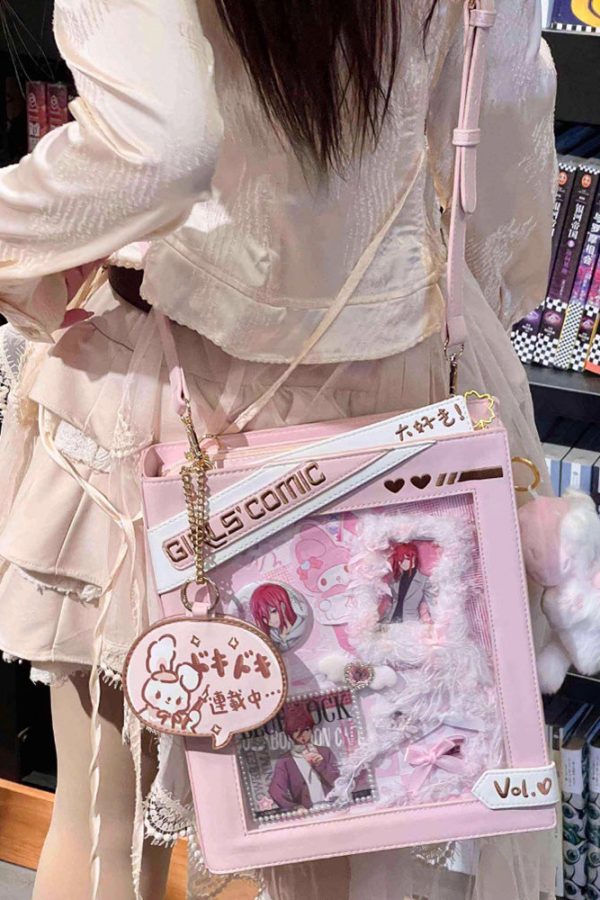 Cute Comic-Style Book Ita Bag with Crossbody and Backpack Design