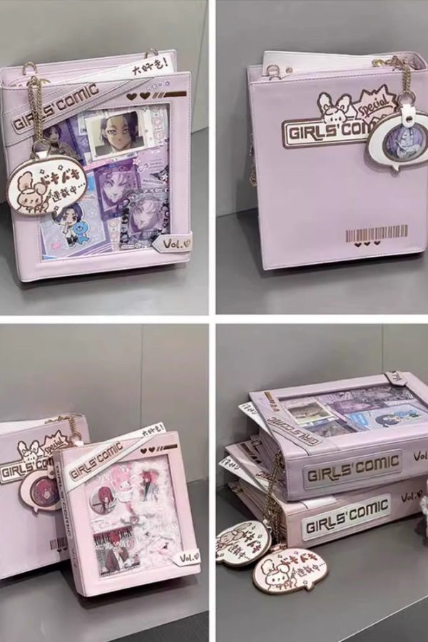 Cute Comic-Style Book Ita Bag with Crossbody and Backpack Design