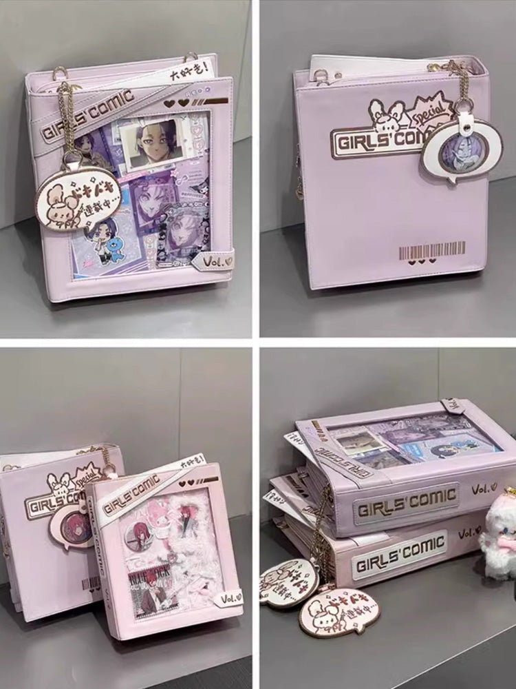 Cute Comic-Style Book Ita Bag with Crossbody and Backpack Design