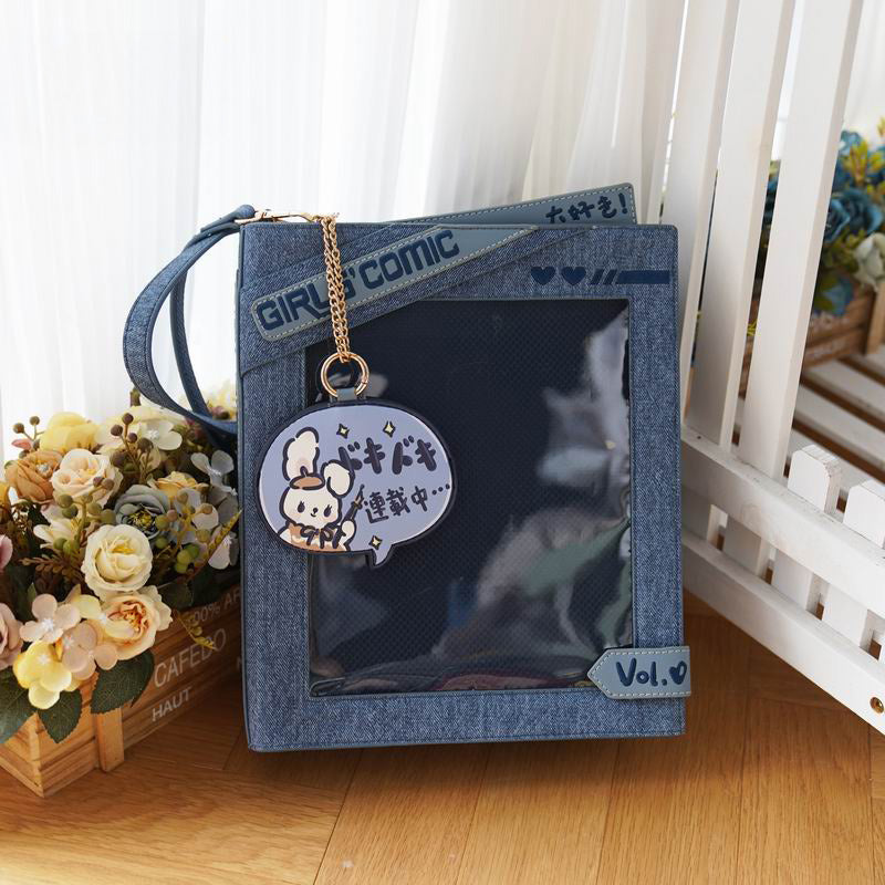 Cute Comic-Style Book Ita Bag with Crossbody and Backpack Design