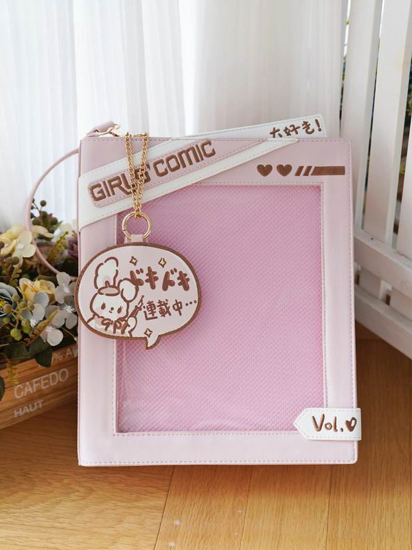 Cute Comic-Style Book Ita Bag with Crossbody and Backpack Design