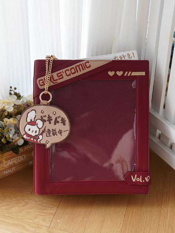 Cute Comic-Style Book Ita Bag with Crossbody and Backpack Design