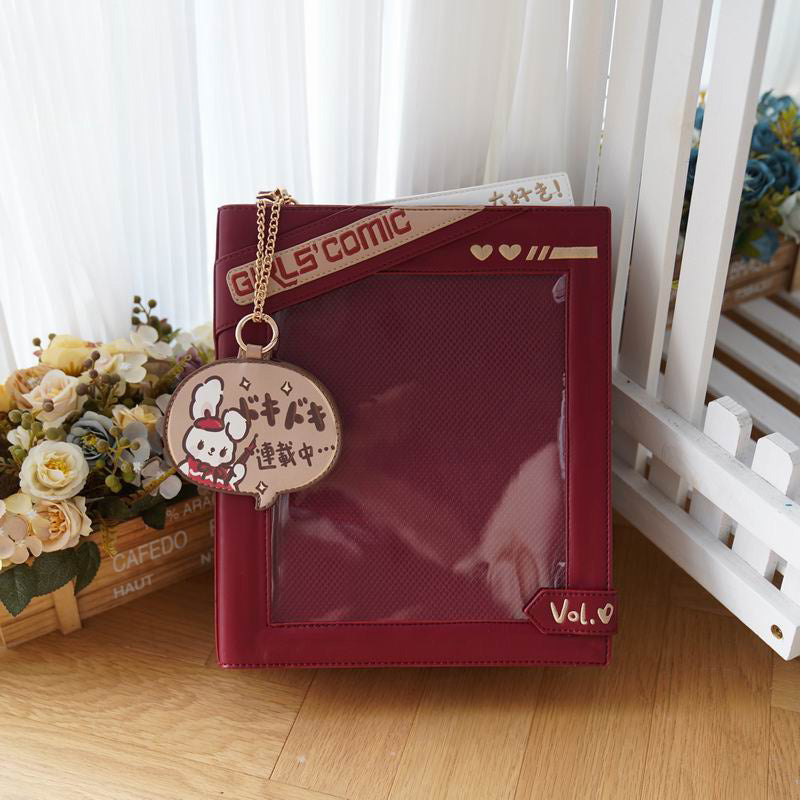 Cute Comic-Style Book Ita Bag with Crossbody and Backpack Design