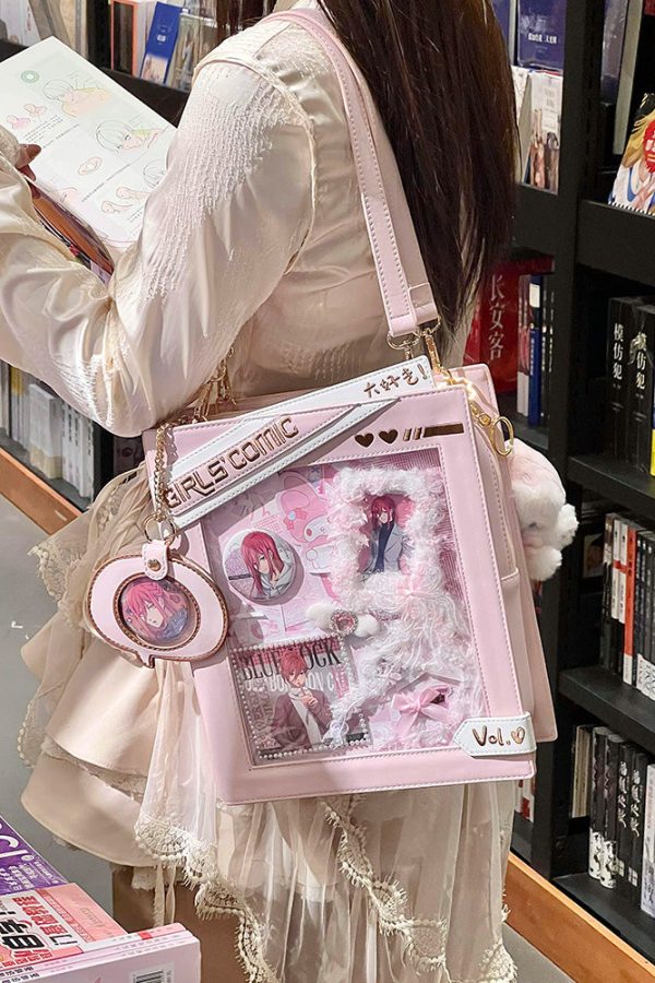 Cute Comic-Style Book Ita Bag with Crossbody and Backpack Design