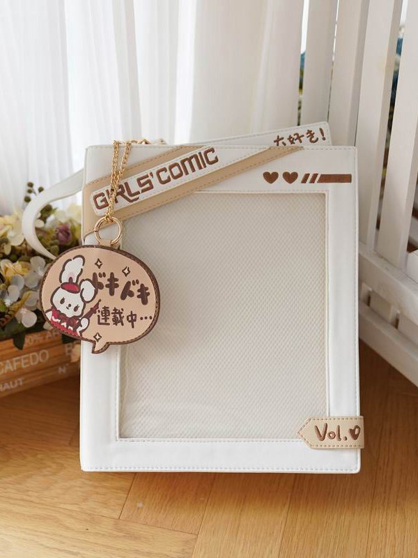 Cute Comic-Style Book Ita Bag with Crossbody and Backpack Design